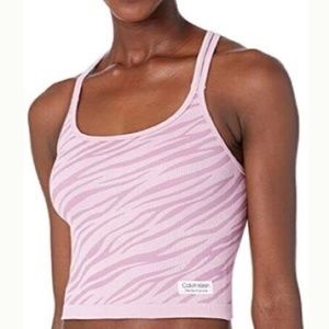 Calvin Klein Performance Textured Zebra Print Cropped Top XL Pink New